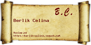 Berlik Celina névjegykártya